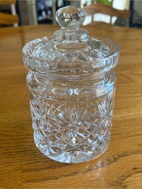 Clear Cut Glass Lidded Canister - Elegant Crystal-Style Serveware